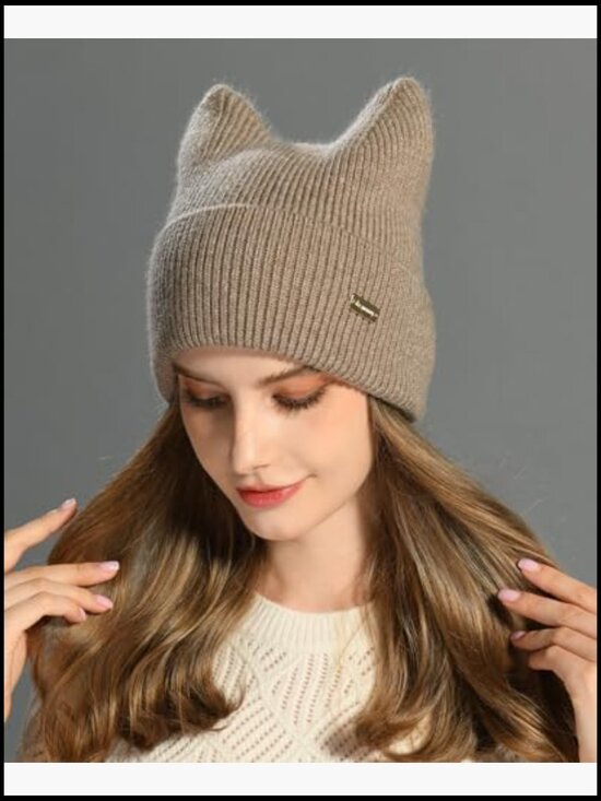 Cat Ear Knit Beanie Hat - Soft Warm Skull Cap for Women and Men main image 6